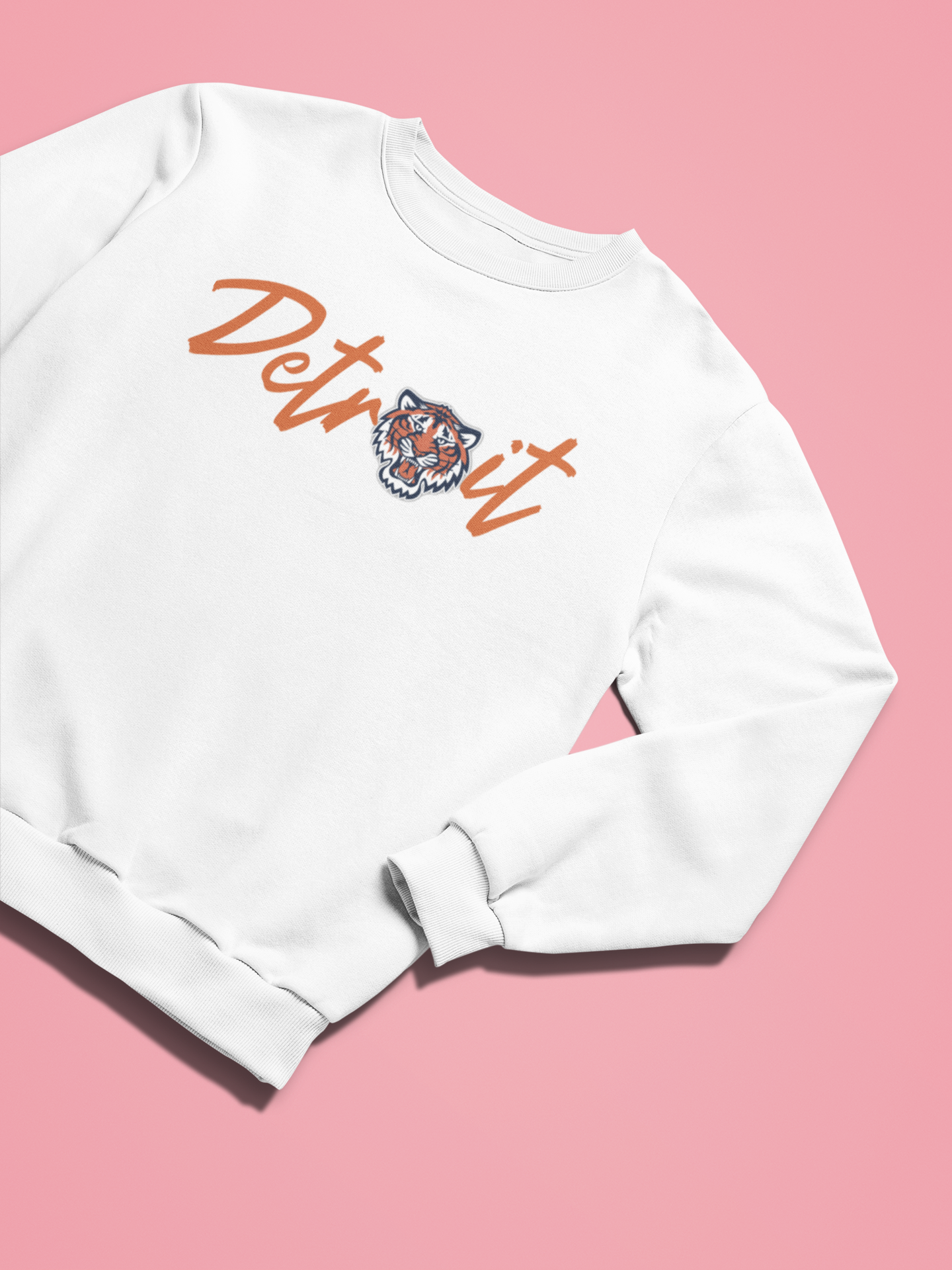 White Detroit Tiger Crewneck