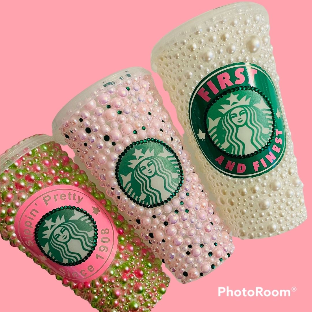 Pink and Green Custom Starbucks Cold Cup