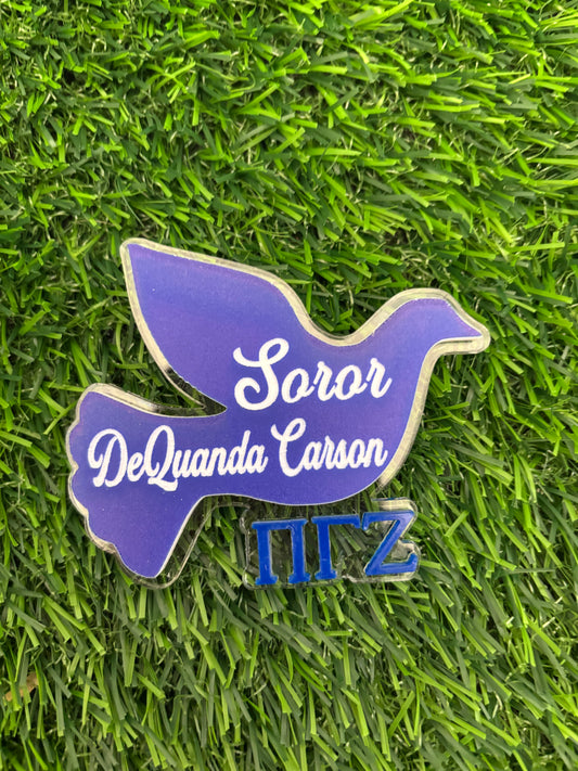 Custom Engraved Zeta Dove Chapter Pin