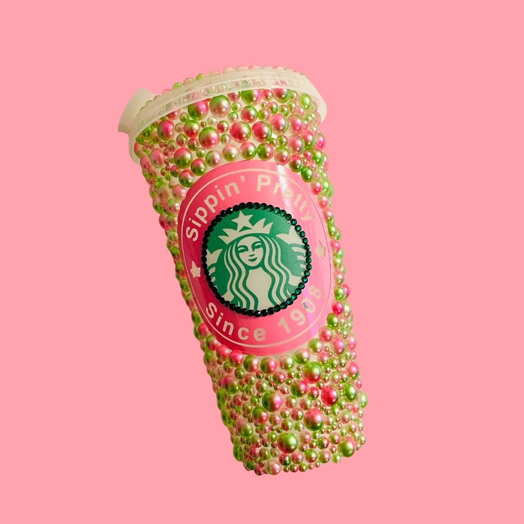 Pink and Green Custom Starbucks Cold Cup