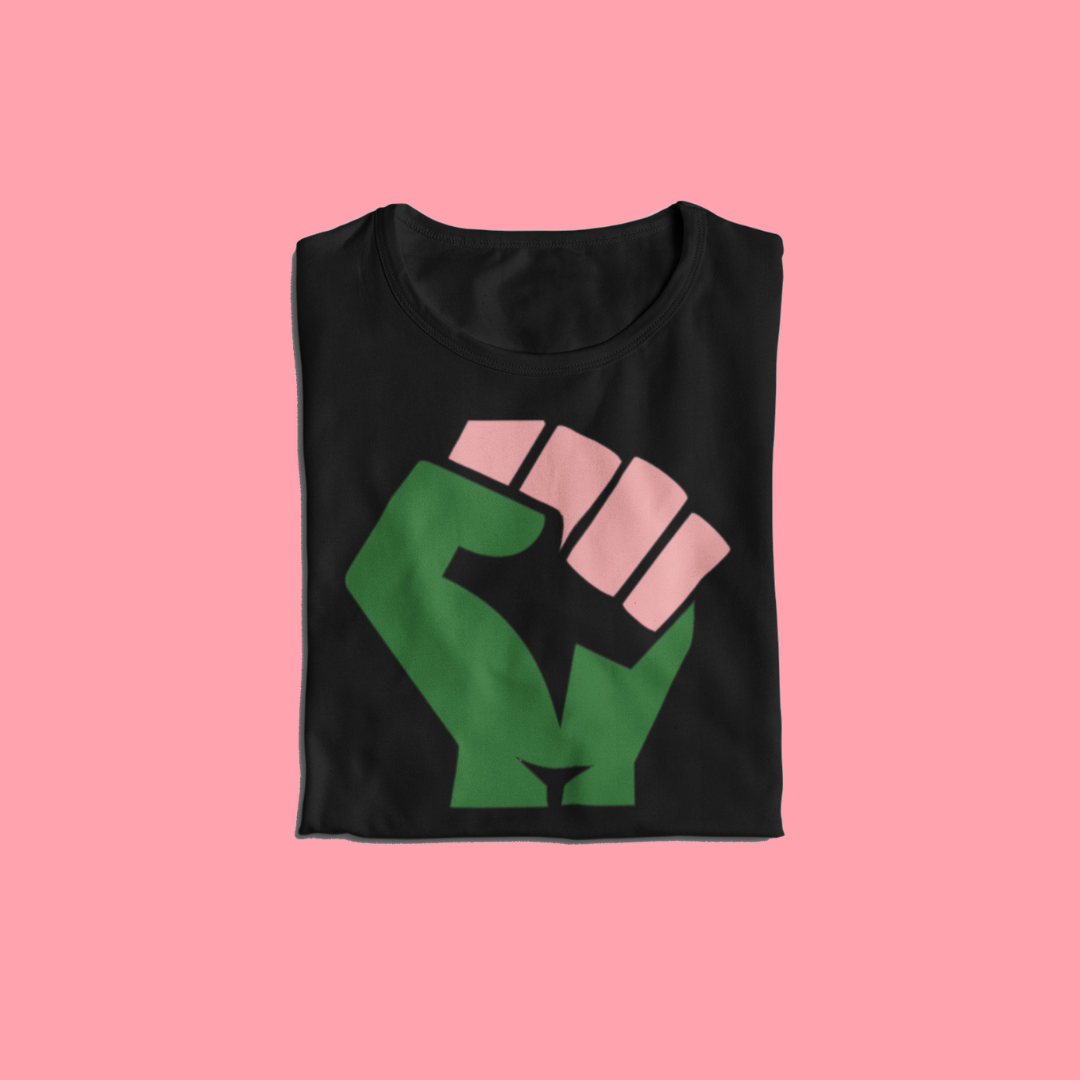 Black Power Fist- Pink & Green